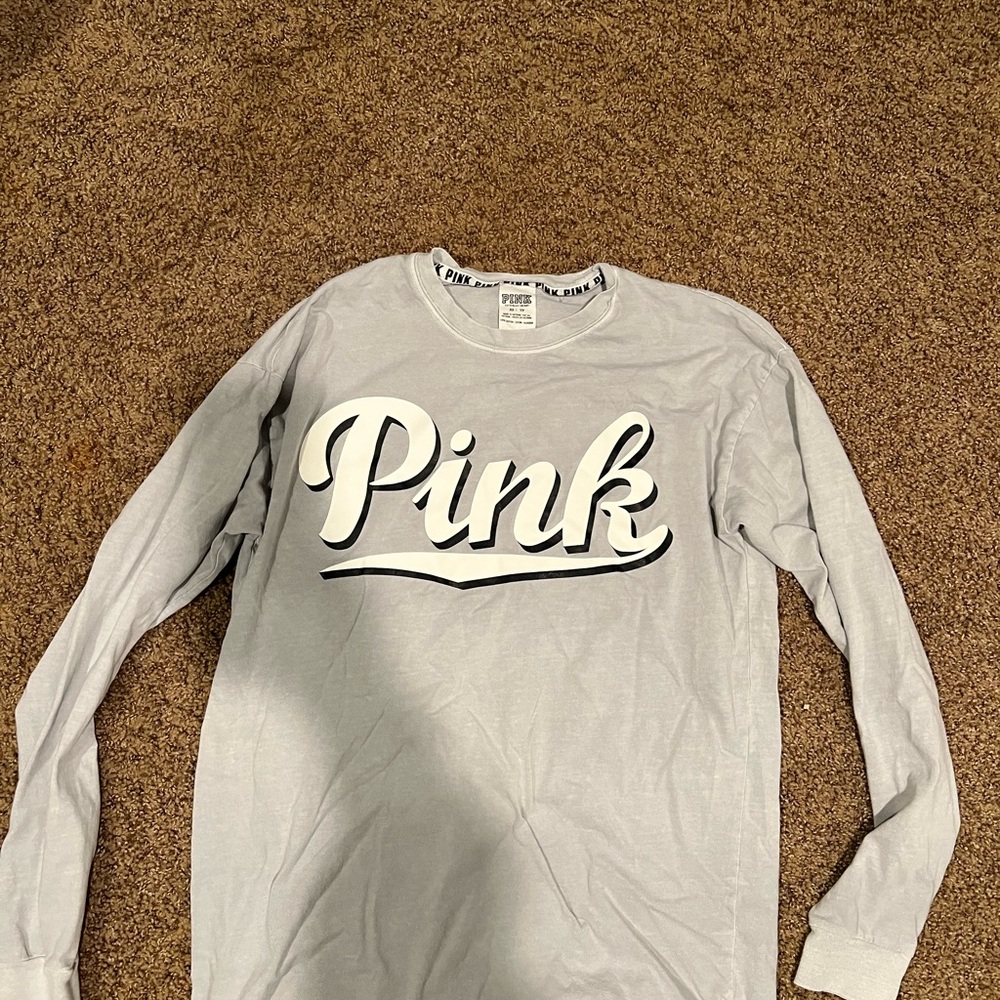 Victoria's Secret Pink Long Sleeve Shirt - Gray